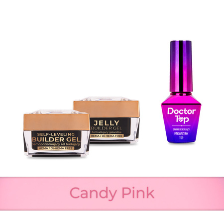 PRO MATCH SYSTEM 2+1 Candy Pink: 2x żele 15g: Jelly&SelfLeveling+Doctor Top 10g GRATIS