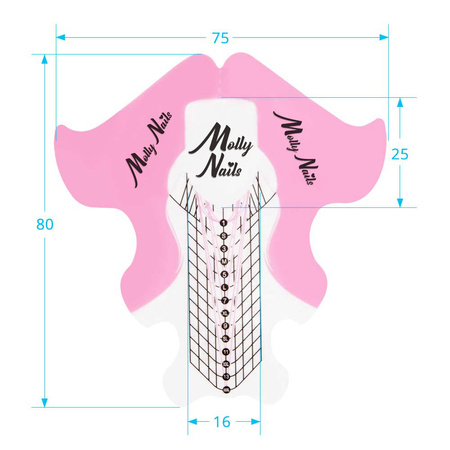 Plantillas para la extensión de uñas MollyNails, rosa transparente, 200 unidades
