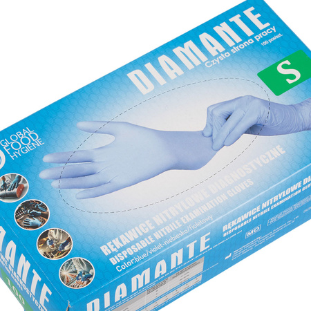 Guantes desechables de nitrilo para diagnóstico y protección Diamante, talla S, azul-violeta, 100 unidades