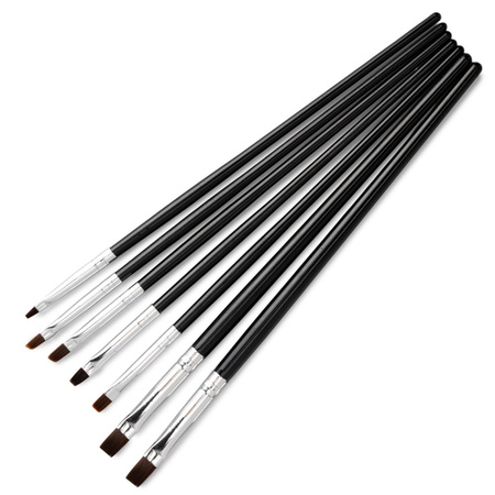 Lot de 7 pinceaux plats noirs pour gel