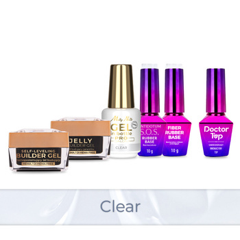 PRO MATCH SYSTEM 5+1 Clear: 3x żele 15g: Jelly&SelfLeveling&Gel in bottle+2 Bazy+Doctor Top 10g GRATIS