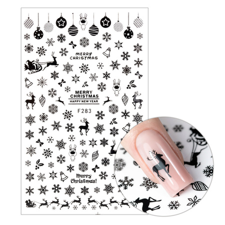 Thin self-adhesive Christmas nail stickers MollyNails F283 black