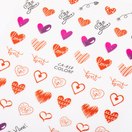 Autocollants pour ongles : cœurs et inscriptions pour la Saint-Valentin CA-858