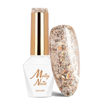 Lakier hybrydowy MollyNails Crushed Diamonds Lady in Gold HEMA/Di-HEMA Free 8g Nr 535