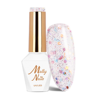Vernis hybride MollyNails Crushed Diamonds Highlights sans HEMA/Di-HEMA, 8 g, n° 530
