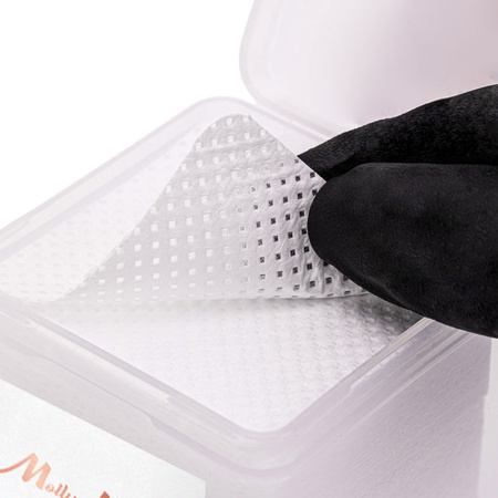 Disques de coton non pelucheux perforés pour les ongles MollyNails, blancs, 5 x 5 cm, 200 pièces