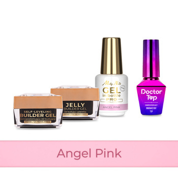 MollyNails PRO MATCH SYSTEM 3+1 Angel Pink : 3 gels de construction + Doctor Top 10 g