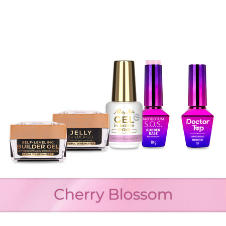MollyNails PRO MATCH SYSTEM 4+1 Cherry Blossom : 3 gels de construction + base + Doctor Top 10 g