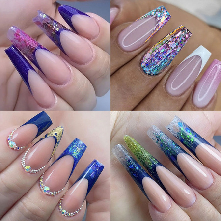 Combo-Set mit zwei Silikonformen für French-Maniküre von MollyLac, Mandelform, 12 Stück