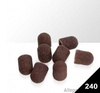Capuchones abrasivos para pedicura con núcleo de algodón, 13 mm, grano 240, marrones, AlleMed, 100 unidades.