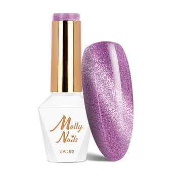 Magnetic hybrid nail polish with cat eye effect Cat Eye Womanity Miss Violet MollyNails HEMA/Di-HEMA Free 8g No. 442