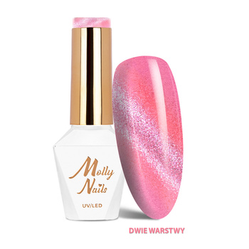 Lakier hybrydowy LED/UV Gel Polish Cat Eye Crystal Water Nr 265 Berry MollyNails HEMA/Di-HEMA Free 8g