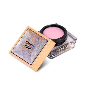 Budujący żel samopoziomujący twardy średniogęsty builder gel self leveling MollyNails Candy Pink HEMA/Di-HEMA Free 15 g