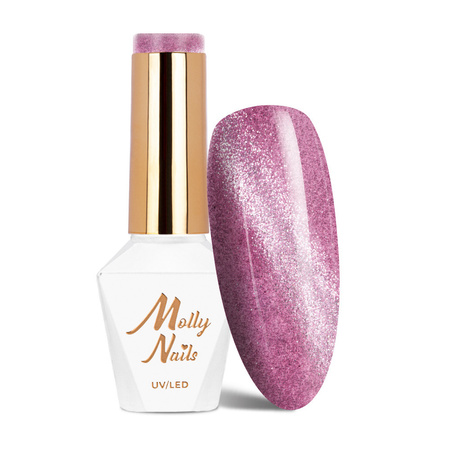 Magnetyczny lakier hybrydowy z efektem kociego oka Cat Eye Womanity Amethyst MollyNails HEMA/Di-HEMA Free 8g Nr 443