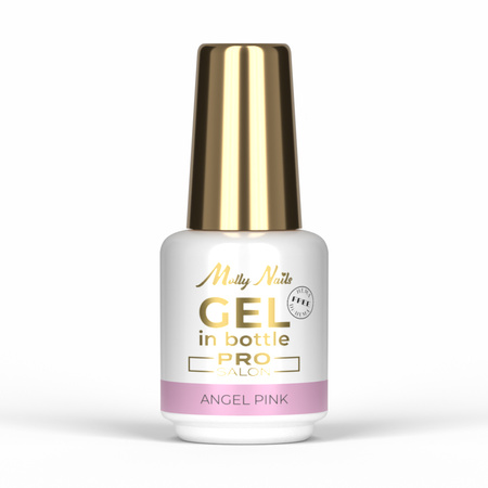 Aufbaugel in der Flasche mit Pinsel „Gel in Bottle“ von MollyNails Pro Salon, Angel Pink, HEMA/Di-HEMA-frei, 15 g
