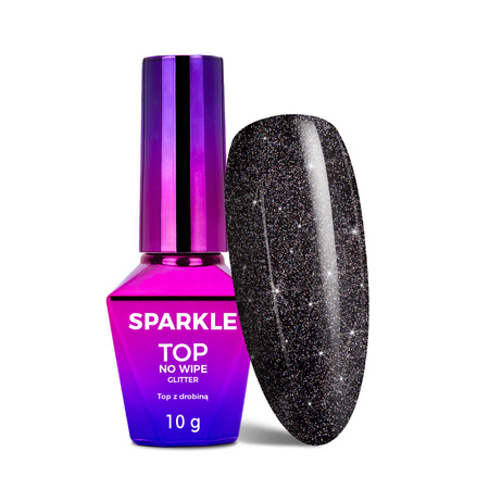 Top coat LED/UV sin necesidad de limpiar con alcohol, con purpurina, MollyNails Sparkle Top Star, 10 g