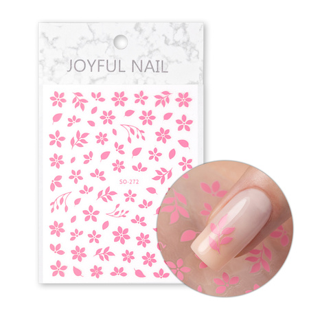 Dünne, selbstklebende Nagelsticker mit Blumenmotiv SO-272, hellrosa