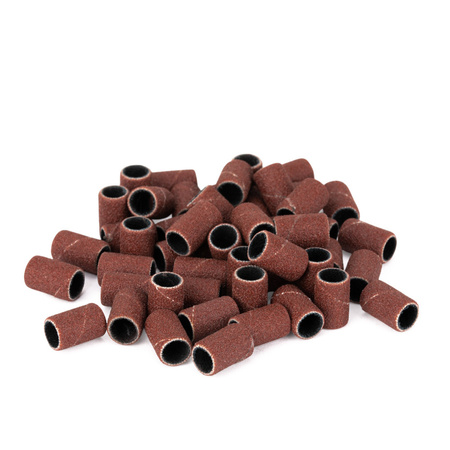 Cappucci per manicure e pedicure, mandrini, inserti abrasivi, cilindro da 6 mm, grana 180, AlleMed, marroni, 50 pezzi