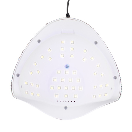 MollyNails 150W LED/UV nail lamp for hybrid varnishes, gels, and acrylic gels in crystal silver holo zirconia X5 MAX