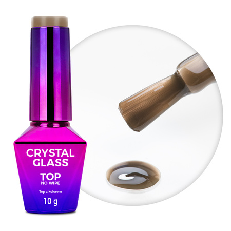 Top colorido sin necesidad de limpiar Crystal Glass MollyNails Light Brown, sin HEMA ni Di-HEMA, 10 g