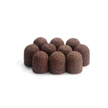 Abrasive caps for pedicure with cotton center, 13 mm, 100 grit, brown, AlleMed, 100 pcs.