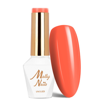 Vernis hybride LED/UV Gel Polish MollyNails Power Flower n° 721 Orange Velvet, sans HEMA/Di-HEMA, 8 g