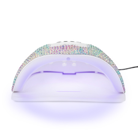 Lampada LED/UV da 150 W MollyNails per smalti ibridi, gel e acrilogel, con zirconi crystal silver holo X5 MAX