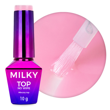 Milky MollyNails Top Coat - Milky, No-Wipe, No-Rinse, Milky Pink, HEMA/Di-HEMA-Free, 10 g