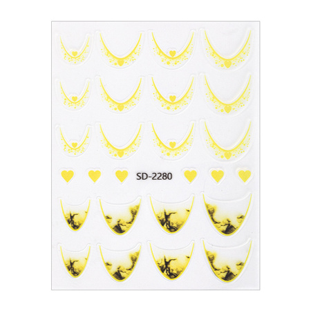 Adesivi per unghie 5D / French / Linea del sorriso francese, 20 pezzi, giallo, SD-2280