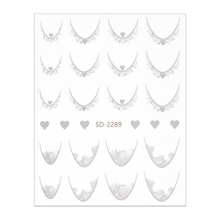 Self-adhesive nail stickers 5D/French/French smile line 20 pcs white SD-2289