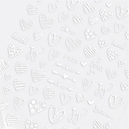 Selbstklebende Valentinstag-Nagelaufkleber, weiß, F926