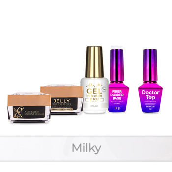 MollyNails PRO MATCH SYSTEM 4+1 Milky 3 builder gels + base + Doctor Top 10g