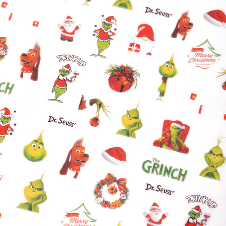 Dünne, selbstklebende Weihnachts-Nagelaufkleber „Grinch“ MS-C263