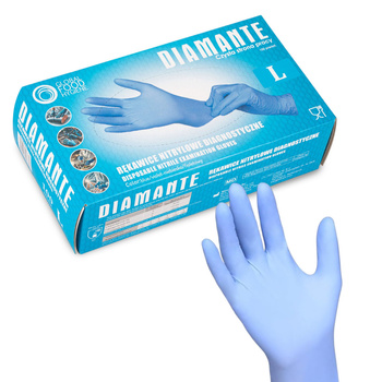 Diamante Disposable Nitrile Diagnostic and Protective Gloves, Size L, Blue-Purple, 100 Count