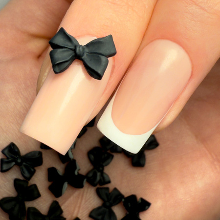 Adornos para uñas: lazos 3D MollyNails, negros, 100 unidades