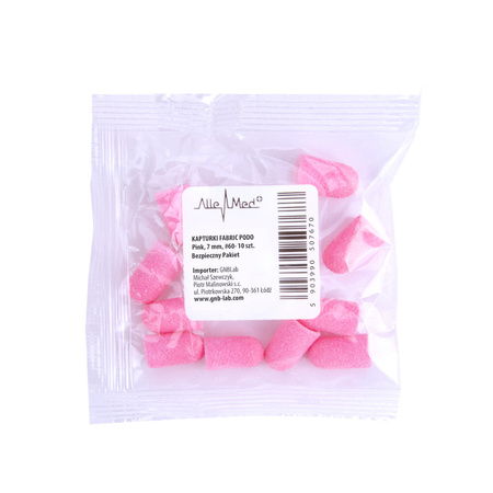 Pedicure-Kappen, 7 mm, Körnung 60, 10 Stück, Fabric Podo AlleMed, Rosa/Pink