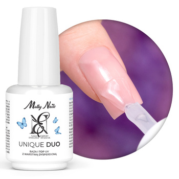 База та топ-покриття UV із дисперсійним шаром Unique Duo від Евеліни Сташак MollyNails HEMA/Di-HEMA Free 15 г