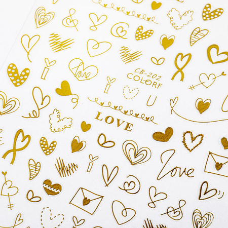 Autocollants pour ongles dorés pour la Saint-Valentin CB-202