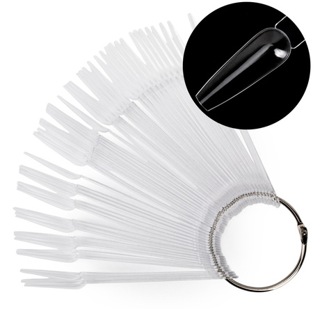 Échantillonneur « ballerina » sur roue pour gels, vernis hybrides et poudres, transparent, 50 pièces