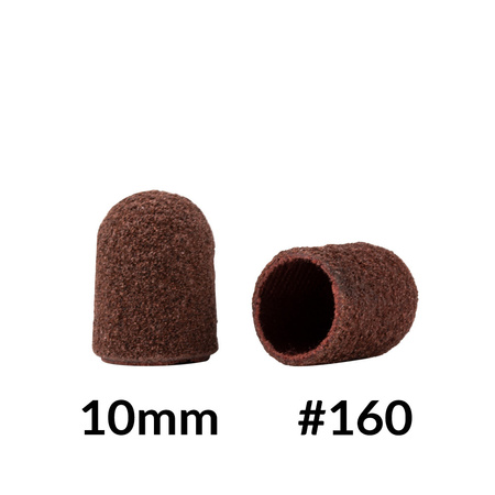 Cappucci abrasivi per pedicure con interno in cotone, 10 mm, grana 160, marroni, AlleMed, 10 pezzi