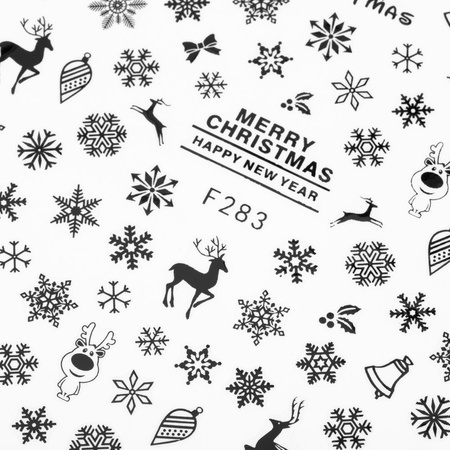 Adhesivos finos para uñas con motivos navideños F283, negros
