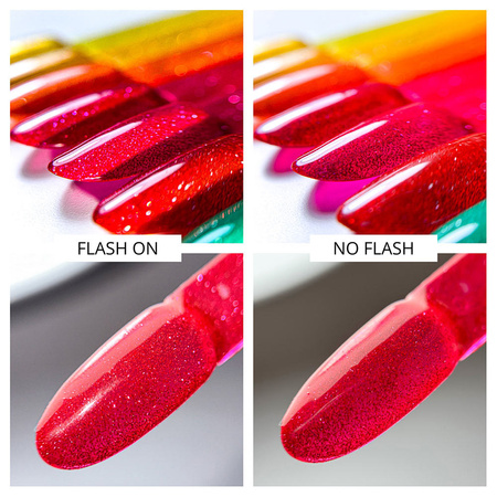 Smalto ibrido MollyNails Flashing Lights Neon Hippie Bling senza HEMA/Di-HEMA 8 g n. 644