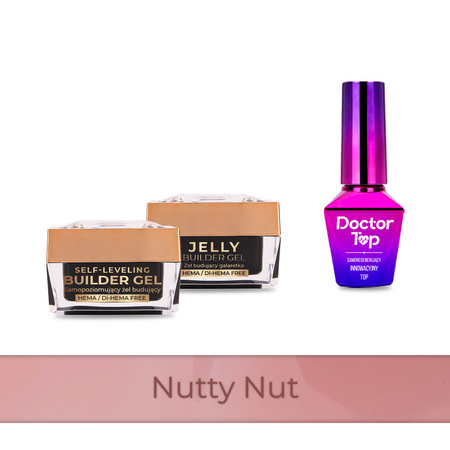 MollyNails PRO MATCH SYSTEM 2+1 Nutty Nut 2 Aufbau-Gele + Doctor Top 10 g