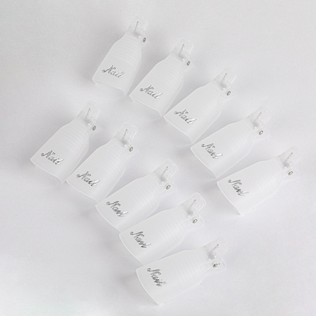 Clips for removing glitter from hybrid gel, transparent, 10 pcs