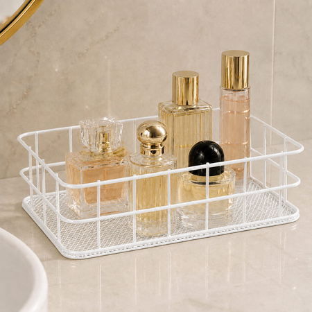 Cestino organizer in metallo bianco n. 3