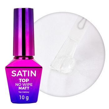 Satin Top MollyNails: esmalte de acabado mate sin necesidad de limpiar ni retirar, transparente, 10 g