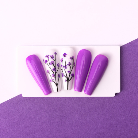 Flores secas para decorar las uñas MollyLac Purple, 5 unidades