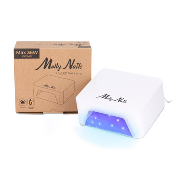 MollyNails UV/LED-Nagellampe 36 W für Hybridlacke, Gele und Acrylgele, weiß, V9