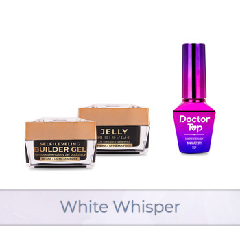 MollyNails PRO MATCH SYSTEM 2+1 White Whisper : 2 gels de construction + Doctor Top 10 g