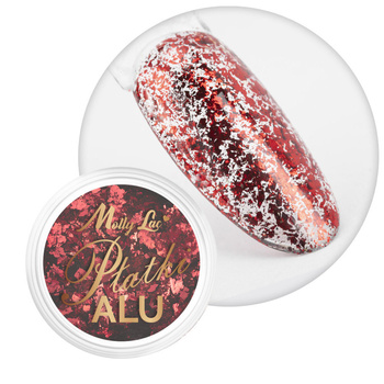 Polvere per unghie metallizzata MollyLac, fiocchi di alluminio, rosso intenso, 0,2 g, n. 5